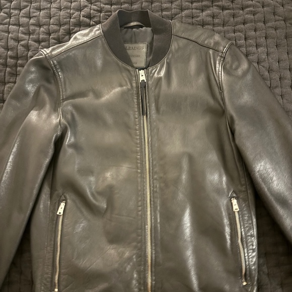 All Saints Niko Black Bomber Leather Jacket Size XSEXCELLENT PRE